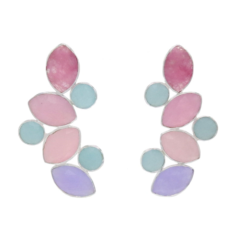Pendientes Hali Pulido Plata Rosas y Lila