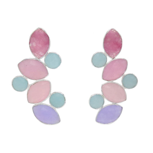 Pendientes Hali Pulido Plata Rosas y Lila