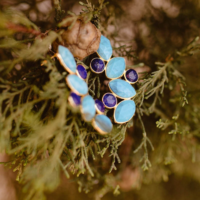 Pendientes Hali Pulido Turquesa y Lapislazuli