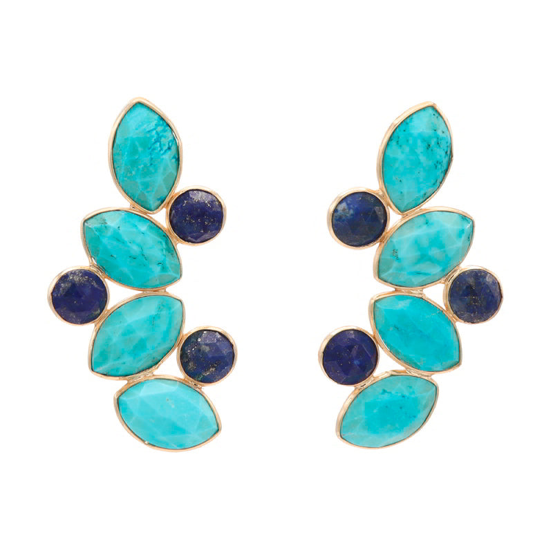 Pendientes Hali Pulido Turquesa y Lapislazuli