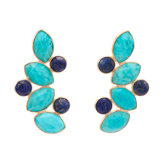Pendientes Hali Pulido Turquesa y Lapislazuli