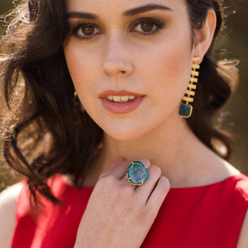 Pendientes Hiraya Azul Rough Apatite