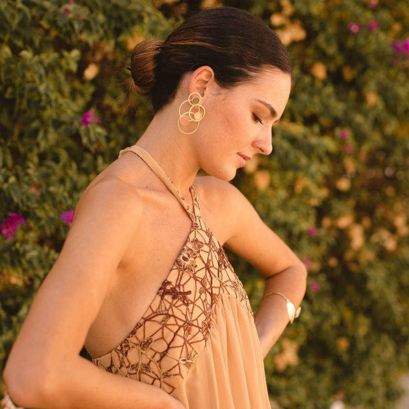 Pendientes Interestelar Morado, Nude y Rosa