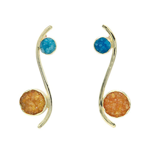 Pendientes Isis Azul turquesa y Anaranjado