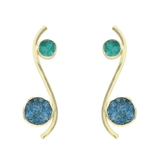 Pendientes Isis Drusa Verde y Azul turquesa