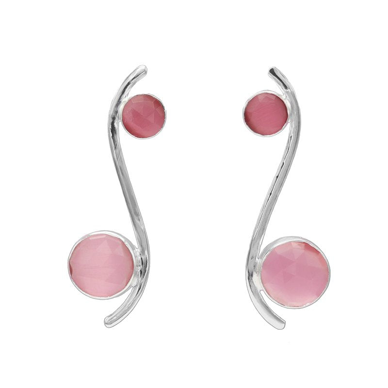 Pendientes Isis Plata Pulida  Rosa dark