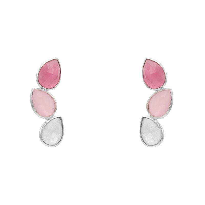 Pendientes Judit Iconic Plata Rosa y Piedra Lunar