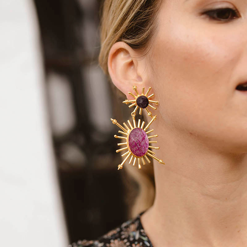 Pendientes Julia Morado y Fucsia