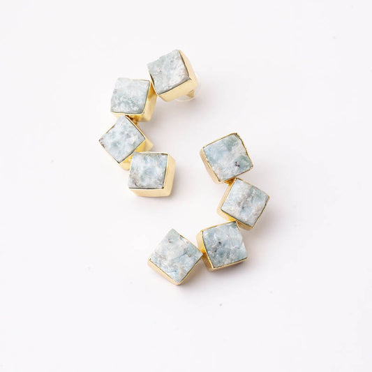 Pendientes Kioto Ed. Limitada Rough Azul agua Larimar