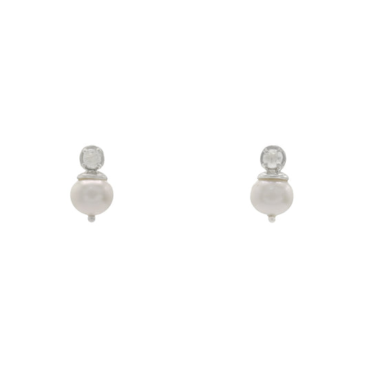 Pendientes Klara Plata Blanco y Perla