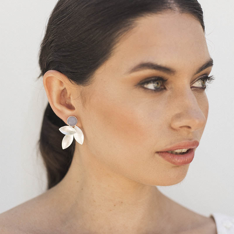 Pendientes Lino Plata Drusa Fucsia