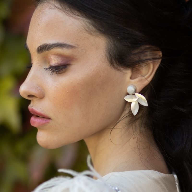 Pendientes Lino Plata Drusa Fucsia