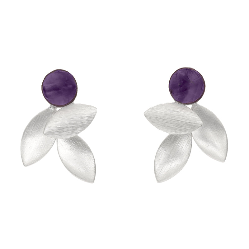 Pendientes Lino Ed. Limitada Rough Plata Morado Amatista