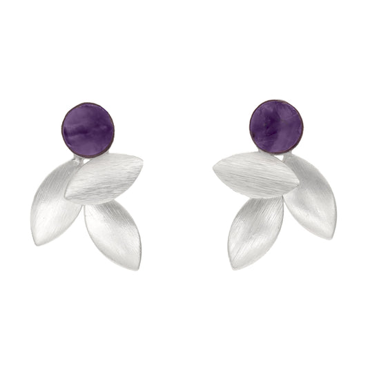 Pendientes Lino Ed. Limitada Rough Plata Morado Amatista