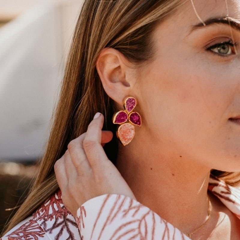 Pendientes Lirio Fucsia mo y Verde