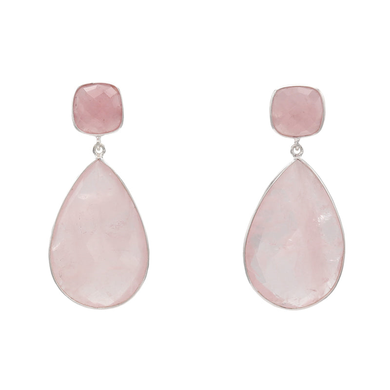 Pendientes Lissie Plata Rosa cuarzo