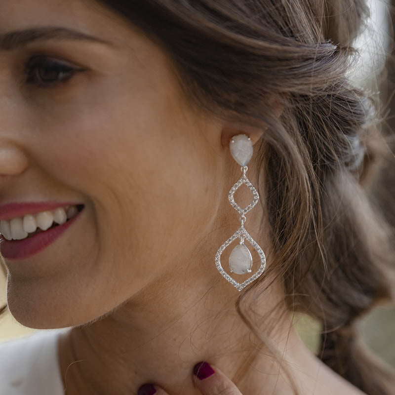 Pendientes Losada Plata Piedra Lunar