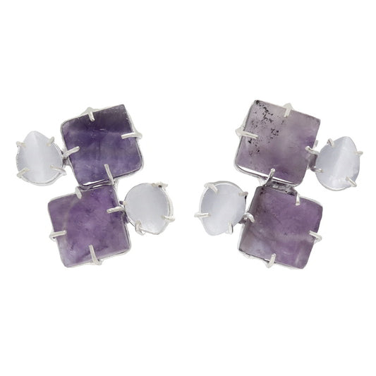 Pendientes Iuna Plata Morado Amatista