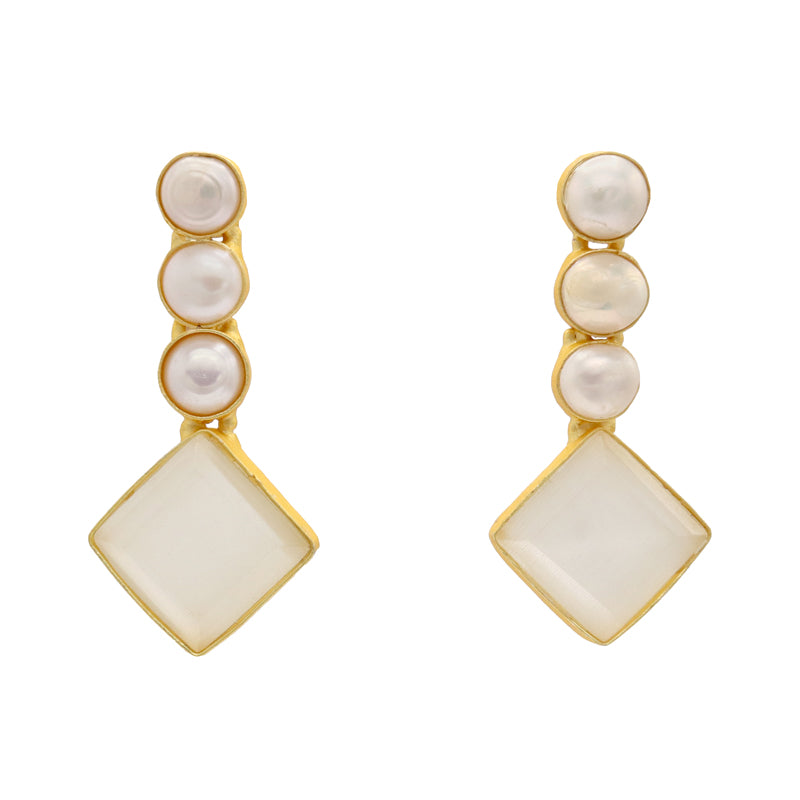 Pendientes Madi Perlas y Crema