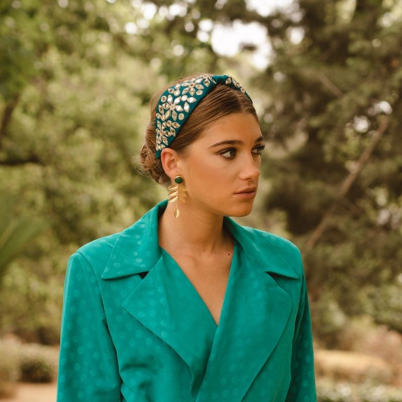 Diadema Espejos Azul Pavo