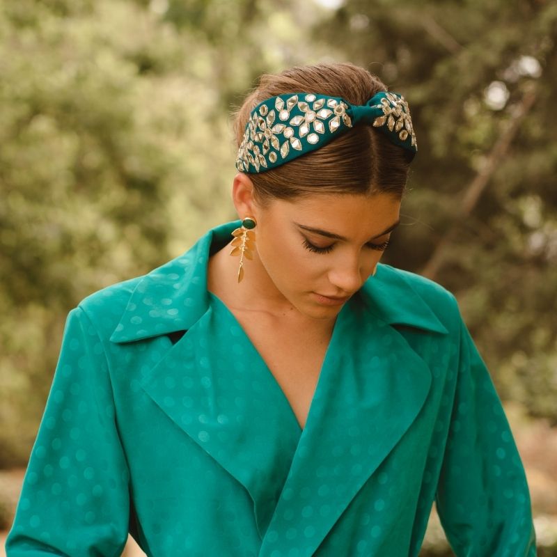 Diadema Espejos Azul Pavo