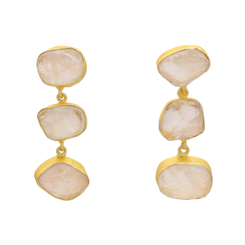 Pendientes Marisma Rosa Cuarzo