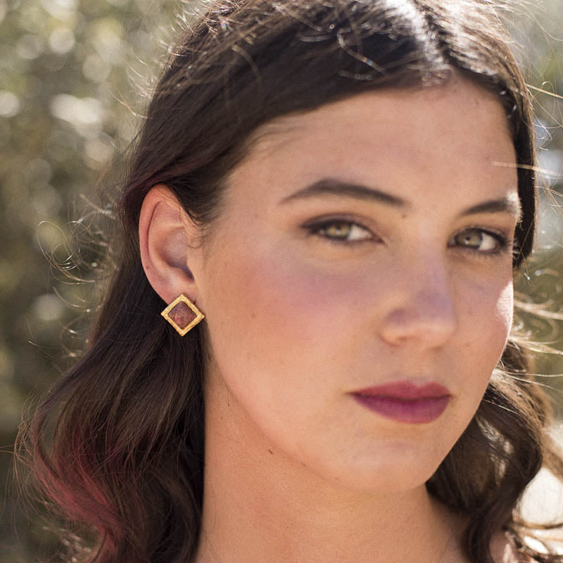 Pendientes Marko Rosa Rodonita
