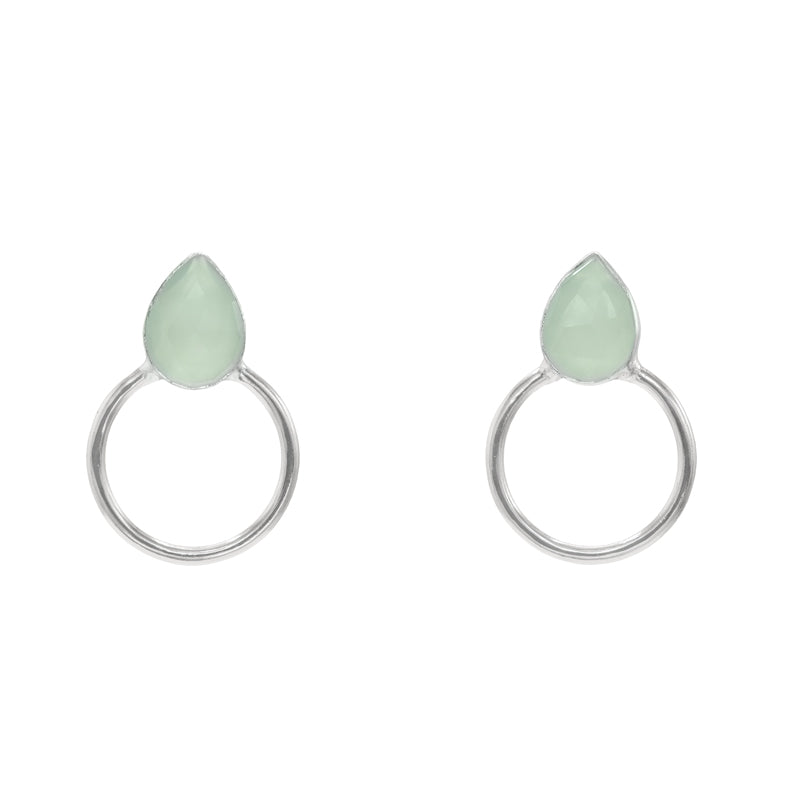 Pendientes Mini Diwa Ed. Limitada Pulida Plata Verde Agua Chalci