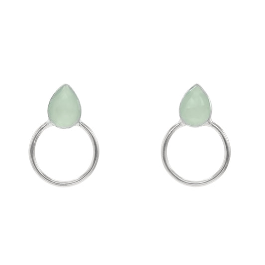 Pendientes Mini Diwa Ed. Limitada Pulida Plata Verde Agua Chalci