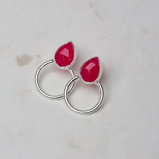 Pendientes Mini Diwa Ed. Limitada Pulida Plata Fucsia