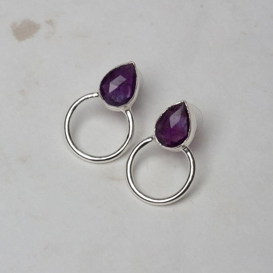 Pendientes Mini Diwa Ed. Limitada Pulida Plata Morado Amatista