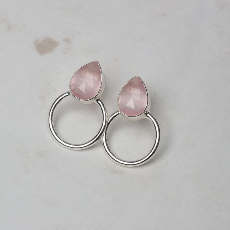 Pendientes Mini Diwa Ed. Limitada Pulida Plata Rosa claro