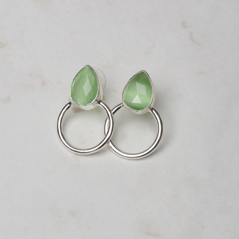 Pendientes Mini Diwa Ed. Limitada Pulida Plata Verde claro