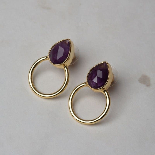 Pendientes Mini Diwa Ed. Limitada Pulida Morado Amatista