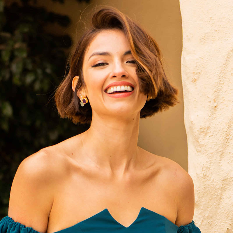 Pendientes Mumbai Ed. Limitada Rough Rosa cuarzo, Verde agua y Morado amatista