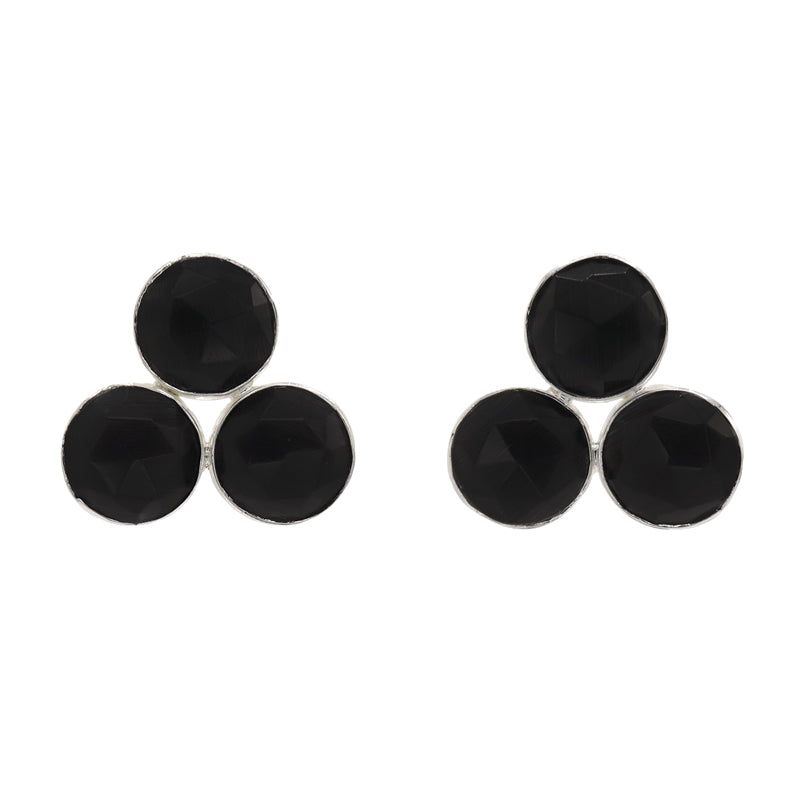Pendientes Mumbai Plata Drusa Negro