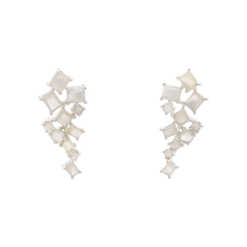 Pendientes Mysore Plata Blanco Nácar