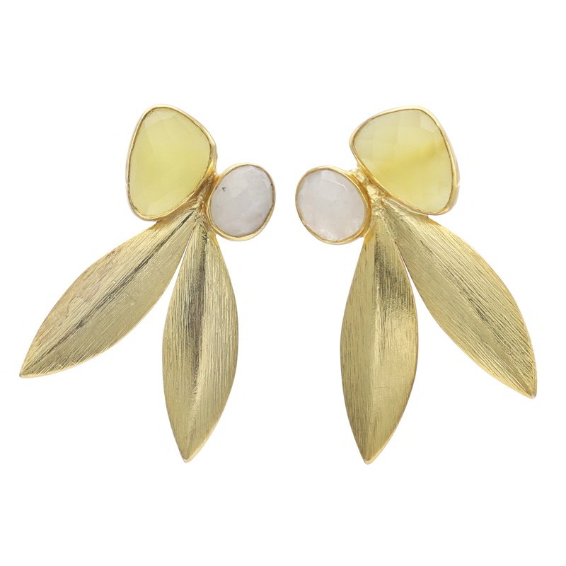 Pendientes Narciso Amarillo y Piedra Lunar