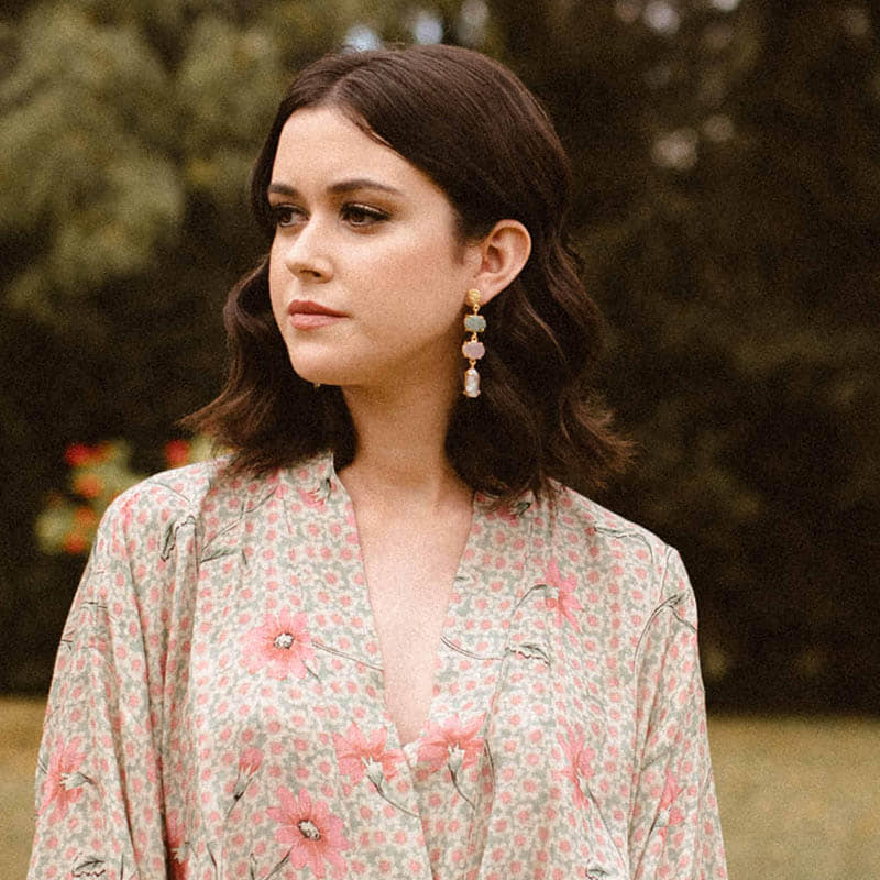 Pendientes Neda Verde agua Amazonita, Rosa y Perla