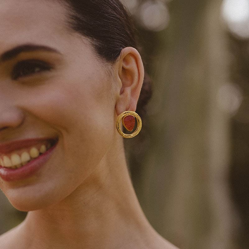 Pendientes Nella Cornalina Naranja