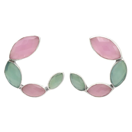 Pendientes Ningyo Plata Rosa y Verde agua