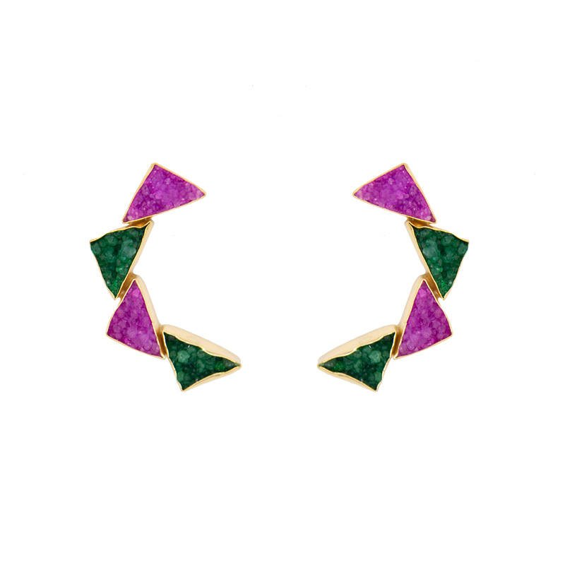 Pendientes Okiya Verde y Fucsia mo