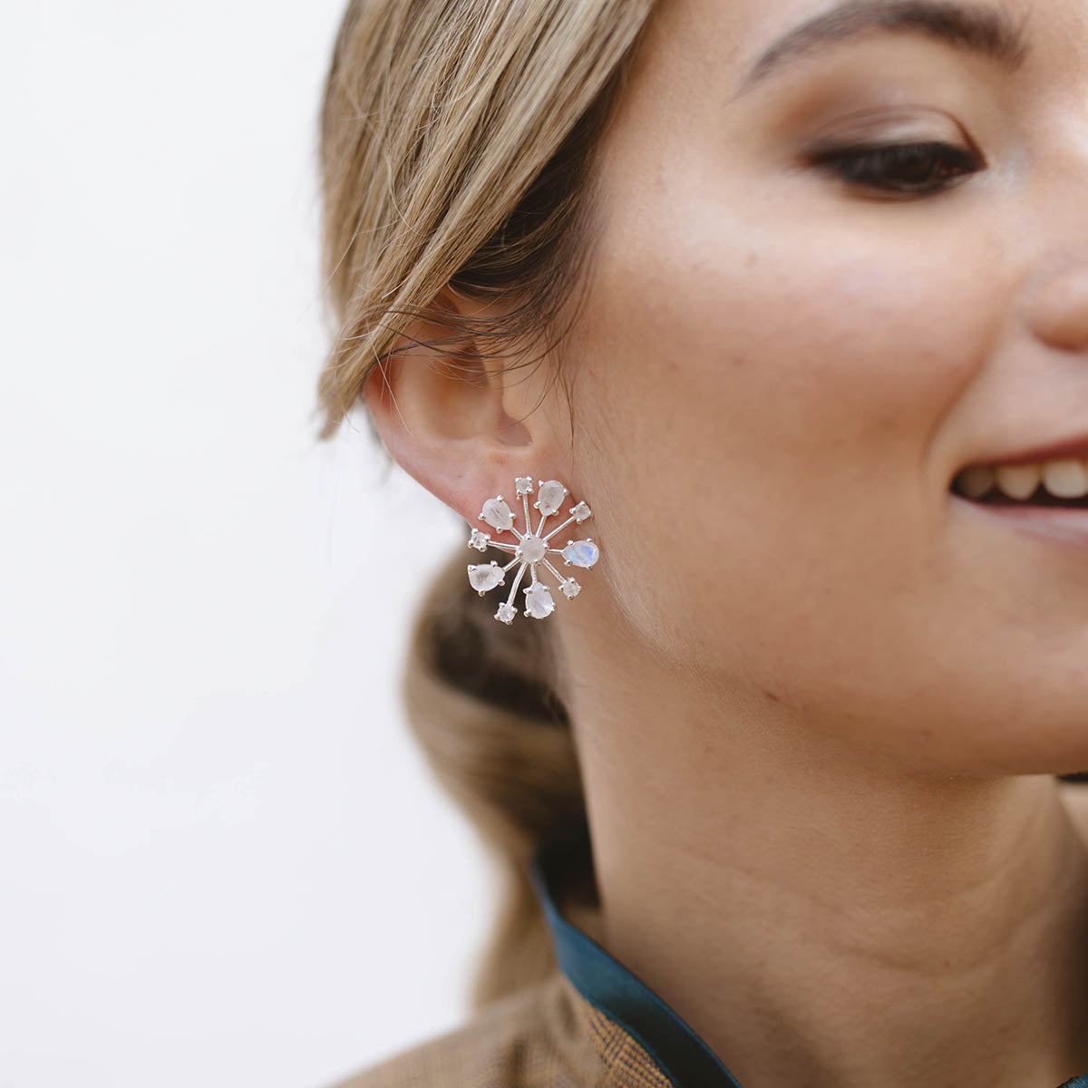 Pendientes Olite Plata Piedra Lunar