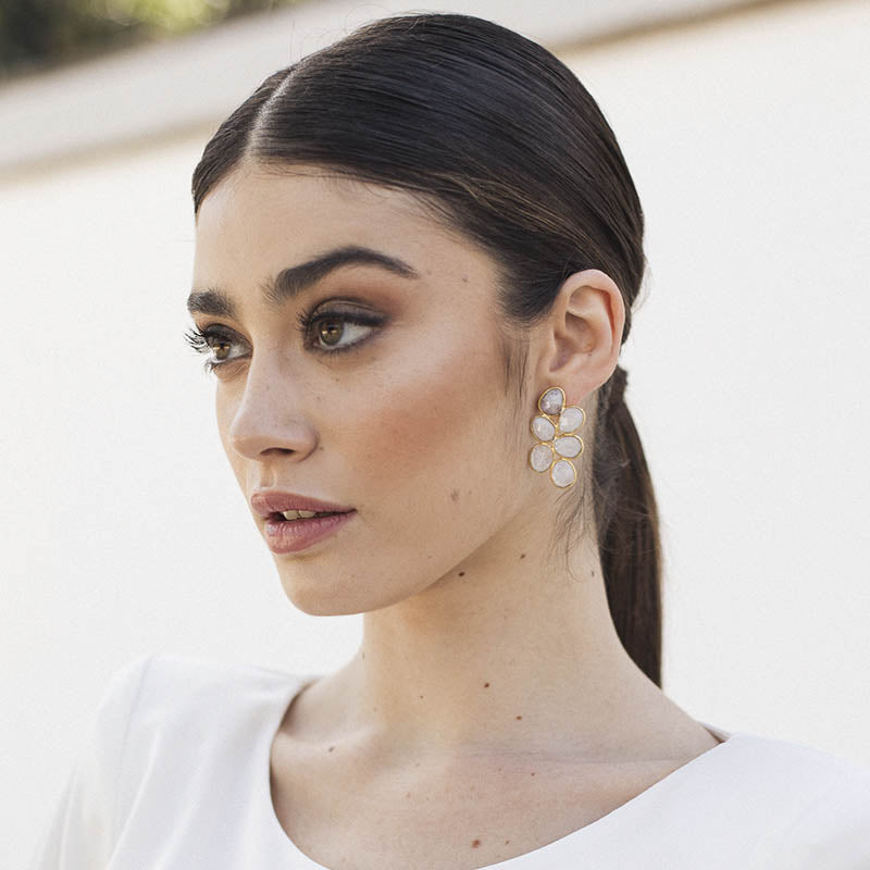 Pendientes Ondina Ed. Limitada Rough Rosa Cuarzo