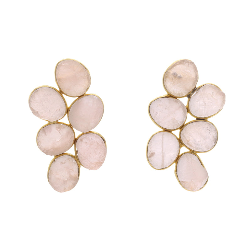 Pendientes Ondina Ed. Limitada Rough Rosa Cuarzo