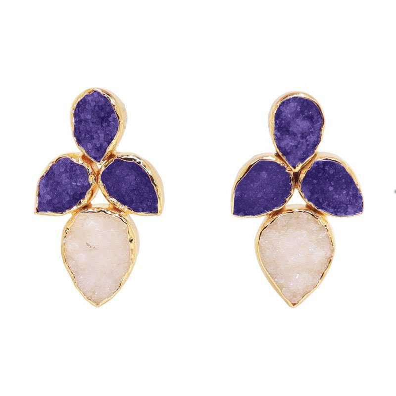 Pendientes Lirio Morado y Blanco