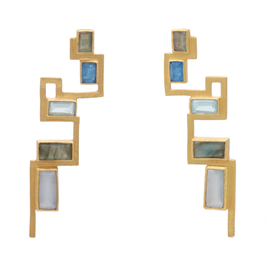 Pendientes Planetizen Labradorita y Azules