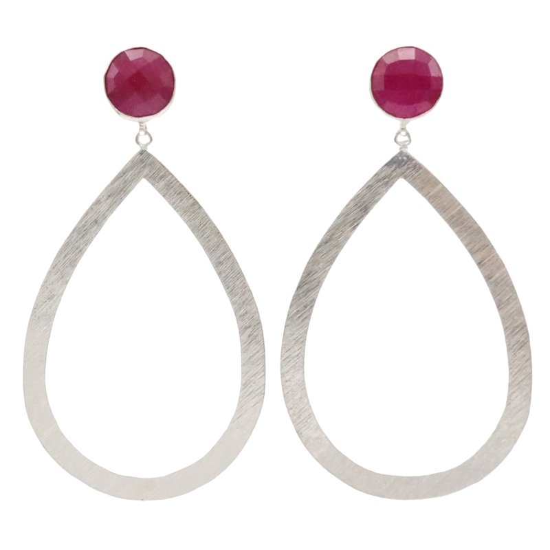 Pendientes Polaris Plata Rubí