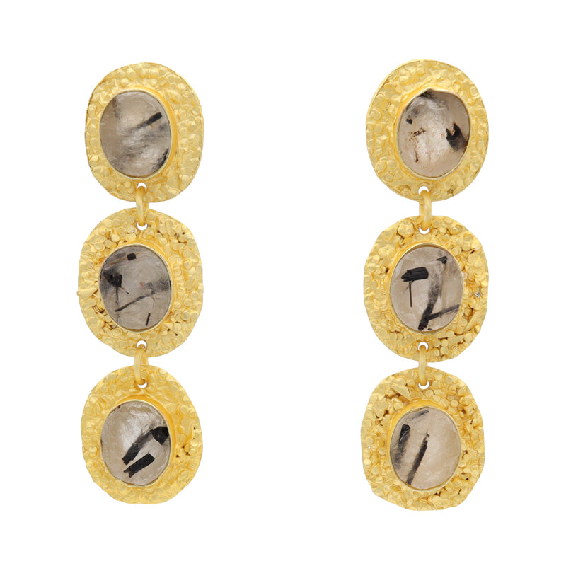 Pendientes Rococó Black Rutile