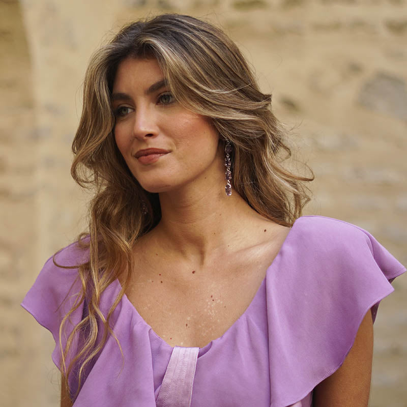 Pendientes Saint Plata Morado Amatista
